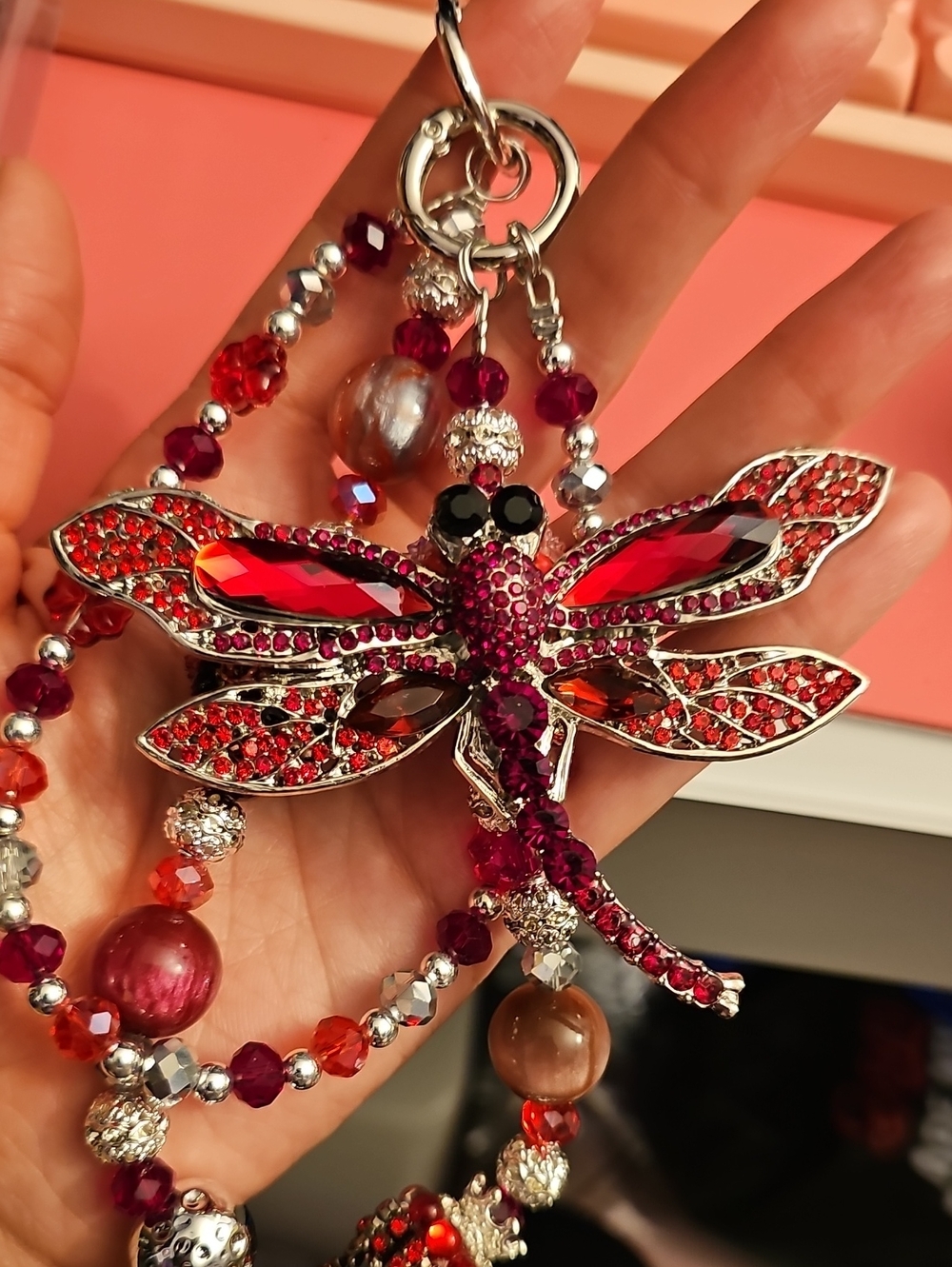 Crystal Dragonfly Phone Charm